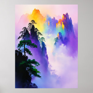 🌈 gekleurde rotsberg 🌄 poster