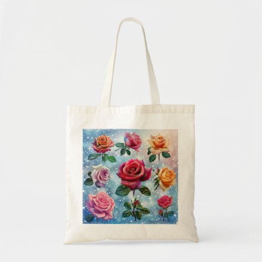 Gekleurde Rozen Digitale Kunst Tote Bag (Voorkant)