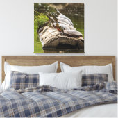 gekleurde schildpadden die zichzelf zonnen in een  canvas afdruk (Insitu (Slaapkamer))