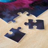 Gekleurde sterrenstelselruimtepuzzel met geringde legpuzzel (Zijkant)
