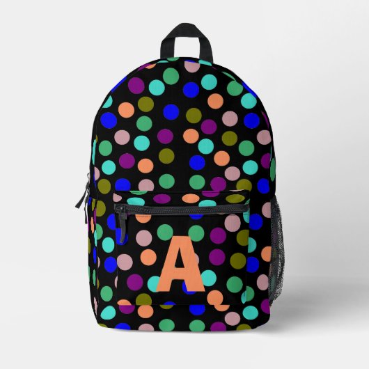 Gekleurde stippen monogram bedrukte rugzak (Voorkant)