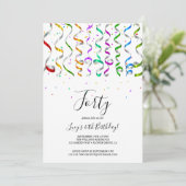 Gekleurde Streamers & Confetti 40e Verjaardag Kaart (Staand voorkant)