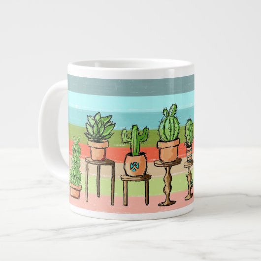 gekleurde streep cacti grote koffiekop (Links)