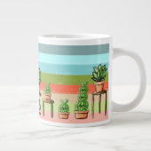 gekleurde streep cacti grote koffiekop (Rechts)