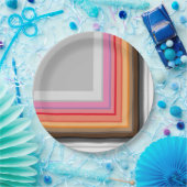 gekleurde strepen en vierkantjes papieren bordje (Feest)