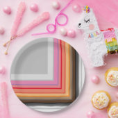 gekleurde strepen en vierkantjes papieren bordje (Feest)