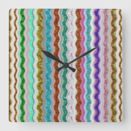 gekleurde strepen op snakeskin vierkante klok