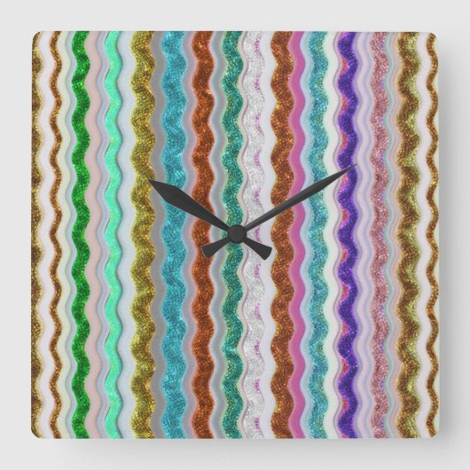 gekleurde strepen op snakeskin vierkante klok (Voorkant)
