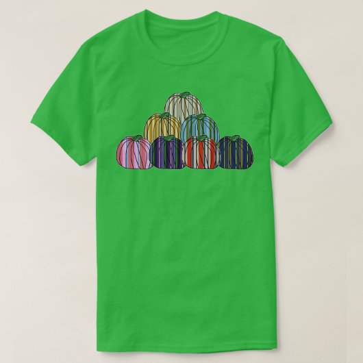Gekleurde strepen Pompoenstapel T-shirt (Design voorkant)