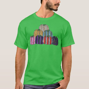 Gekleurde strepen Pompoenstapel T-shirt