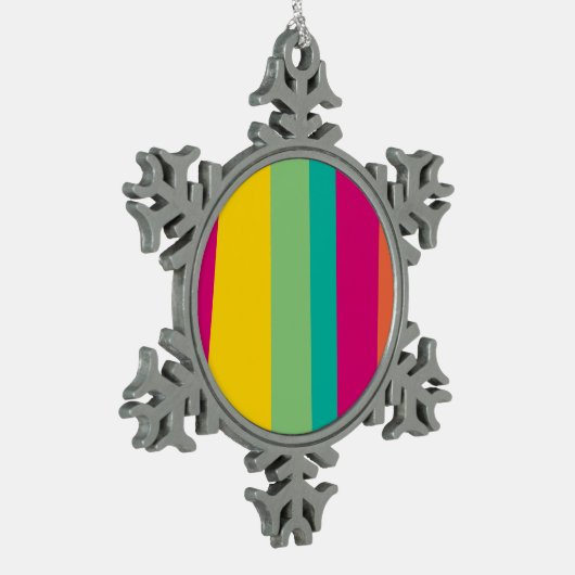 gekleurde strepen tin sneeuwvlok ornament (Links)