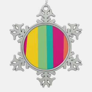 gekleurde strepen tin sneeuwvlok ornament