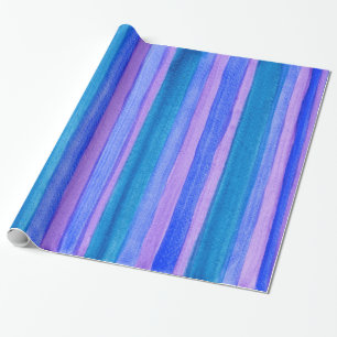 gekleurde strepen: Turquoise, Blue, Violet Cadeaupapier