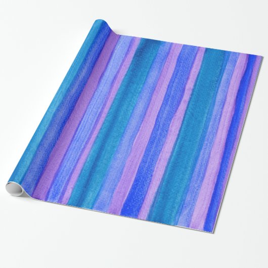 gekleurde strepen: Turquoise, Blue, Violet Cadeaupapier (Uitgerold)