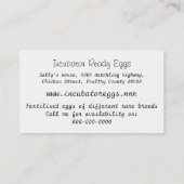 gekleurde tekening van een kip en kuikens visitekaartje (Achterkant)