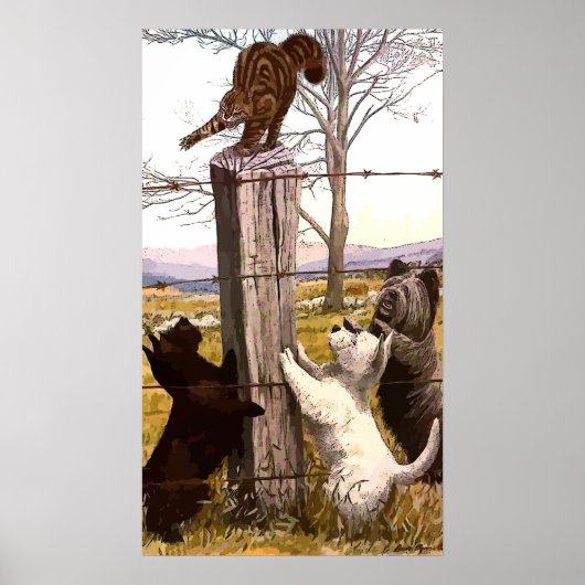  gekleurde terriers en Bobcat-Poster Poster (Voorkant)