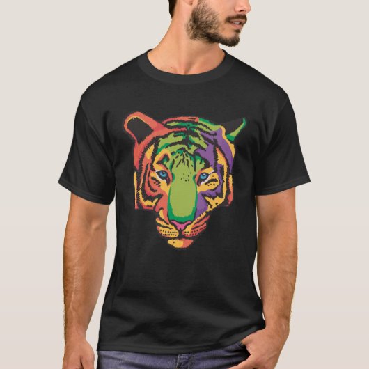 Gekleurde tijger eng griezelig t-shirt (Voorkant)