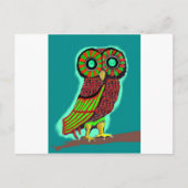 gekleurde uil briefkaart (Voorkant)