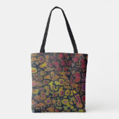 Gekleurde versteende dinosaurusbot tote bag (Achterkant)