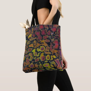 Gekleurde versteende dinosaurusbot tote bag