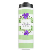 Gekleurde Violet Flowers met monogram en strepen