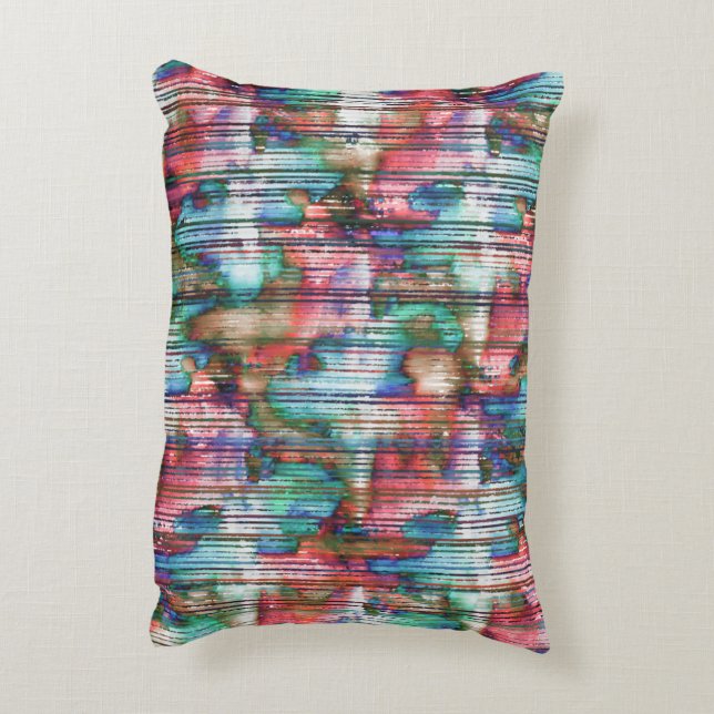 gekleurde vlekken met gedraaide strepen, virtuele  accent kussen (Achterkant (Verticaal))