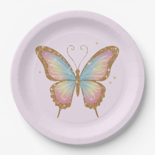 GEKLEURDE VLEUGELS PAPIEREN BORDJE (Voorkant)