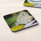 Gekleurde vlinder met scant crème bier onderzetter (Linkerzijde)