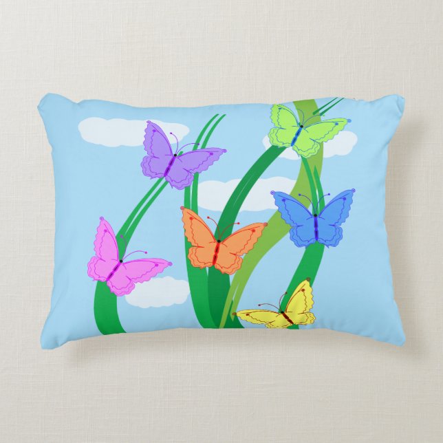 gekleurde vlinders en Sky Decoratief Kussen (Voorkant)