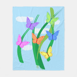 gekleurde vlinders en Sky Fleece Deken