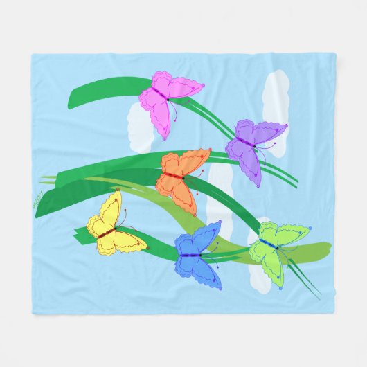 gekleurde vlinders en Sky Fleece Deken (Voorkant (Horizontaal))