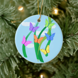gekleurde vlinders en Sky Keramisch Ornament
