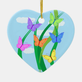 gekleurde vlinders en Sky Keramisch Ornament