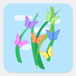 gekleurde vlinders en Sky Vierkante Sticker