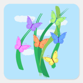 gekleurde vlinders en Sky Vierkante Sticker