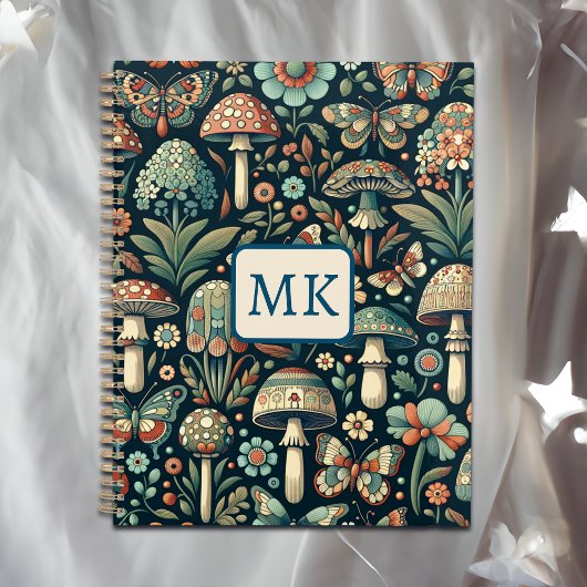 gekleurde vlinders, paddenstoelen en bladeren planner