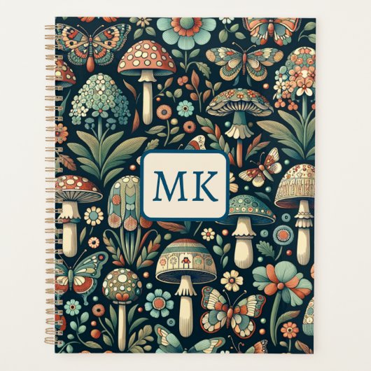 gekleurde vlinders, paddenstoelen en bladeren planner (Voorkant)