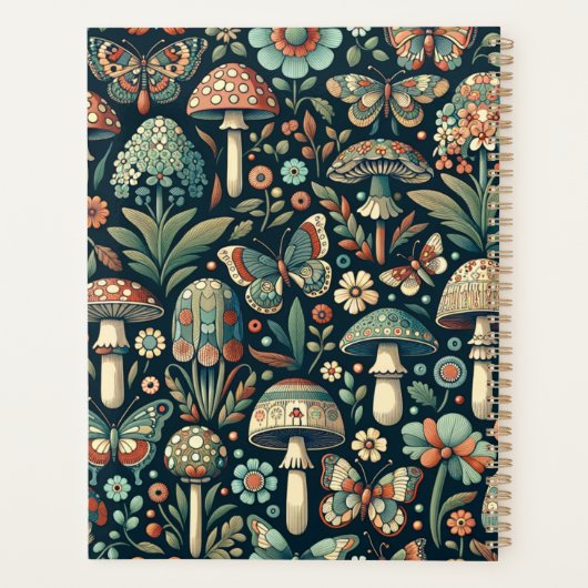  gekleurde vlinders, paddenstoelen en bladeren planner (Achterkant)