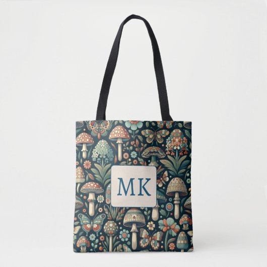 gekleurde vlinders, paddenstoelen en bladeren tote bag (Voorkant)