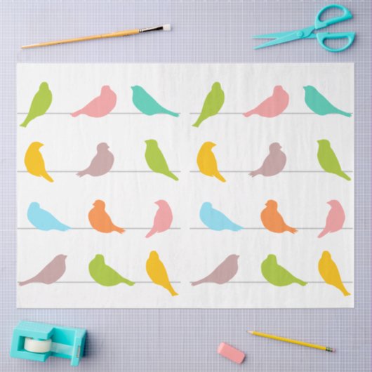 gekleurde vogelsilhouettes tissuepapier (Craft)