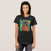 Gekleurde Volkskunst Abstractieve Uil T-shirt (Voorkant volledig)
