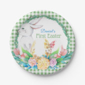 Gekleurde waterverf bloemenkrans eerste Pasen Papieren Bordje (Voorkant)