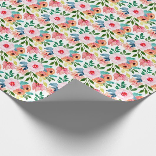  gekleurde Waterverf Floral Pattern Gift Cadeaupapier (Hoek)