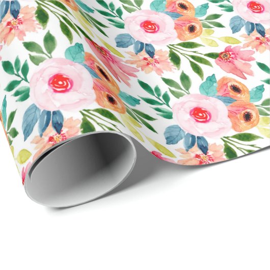  gekleurde Waterverf Floral Pattern Gift Cadeaupapier (Rol Hoek)