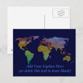 gekleurde Wereldkaart Briefkaart (Voorkant / Achterkant)
