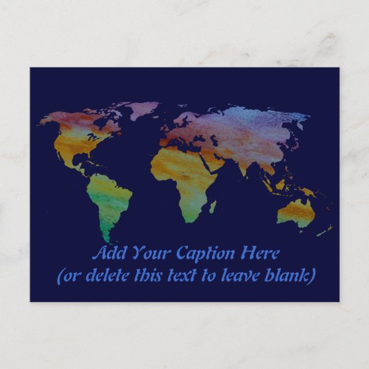 gekleurde Wereldkaart Briefkaart (Voorkant)