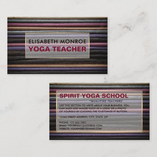 Gekleurde wierook, yoga leraar visitekaartje (Voorkant / Achterkant)