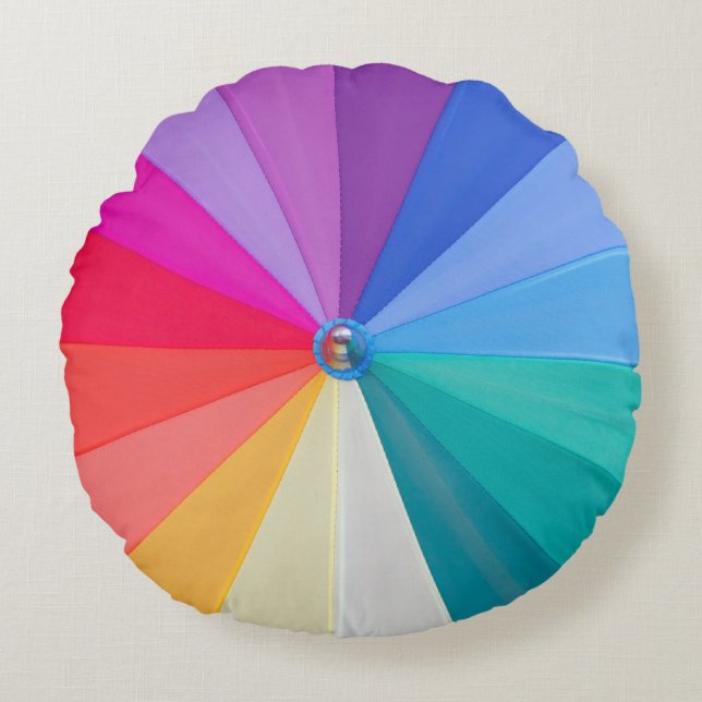 gekleurde wiggen op rondwerpkussen van katoen rond kussen (Voorkant)