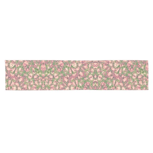 Gekleurde wijnstokken Abstract in groen en roze Korte Tafelloper (Horizontaal)