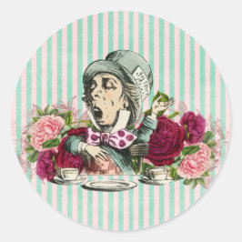 gekleurde Wonderland Mad Hatter Ronde Sticker